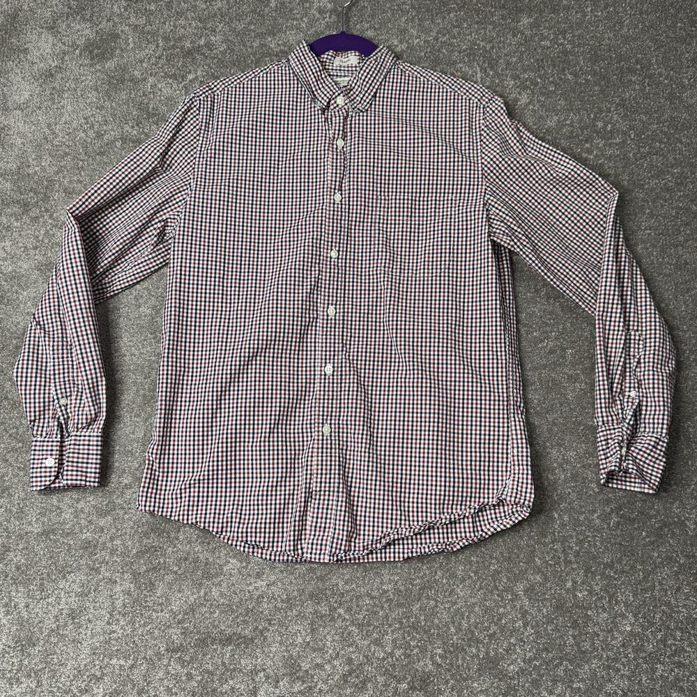 J Crew Medium‎ Classic Fit Secret Wash Shirt Red Plaid Cotton Blend Button Down